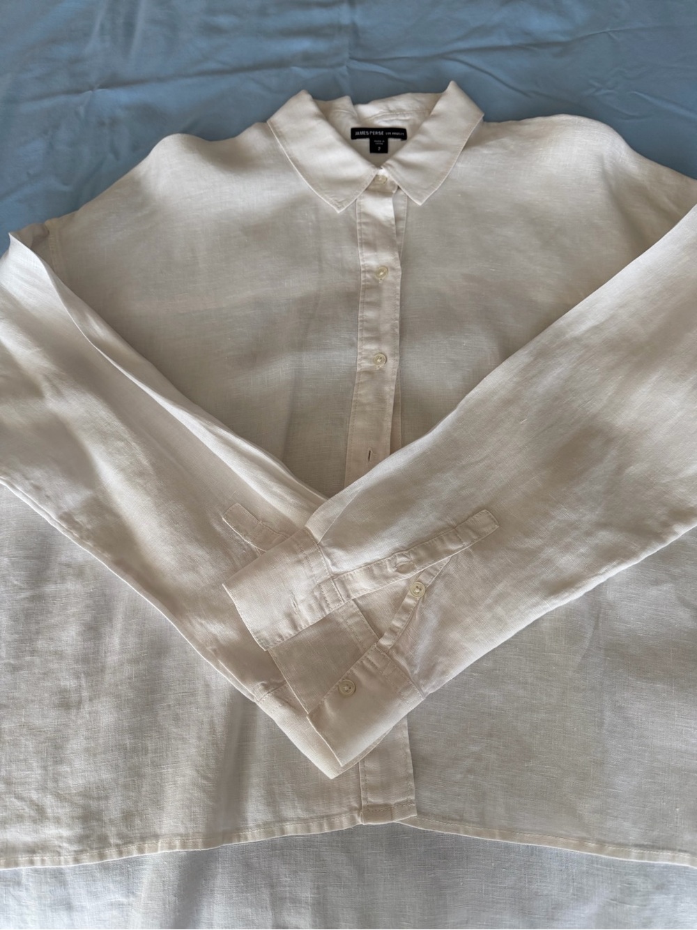 James Perse Woman’s White Button-Down Linen Shirt